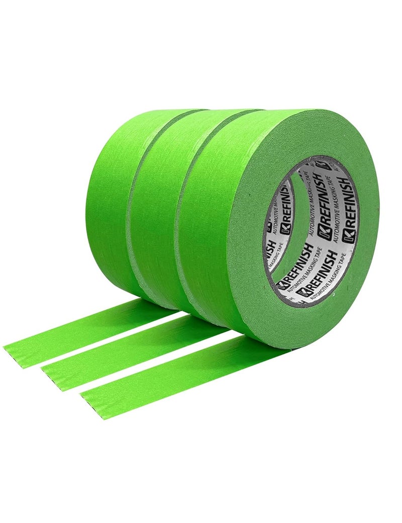 KREFINISH Painters Tape for Cars - Green, No Residue, Automotive Masking Tape - Heat Resistant for Paint Booth, 1.4 Inches x 60 Yards, 3 Rolls - Image 1